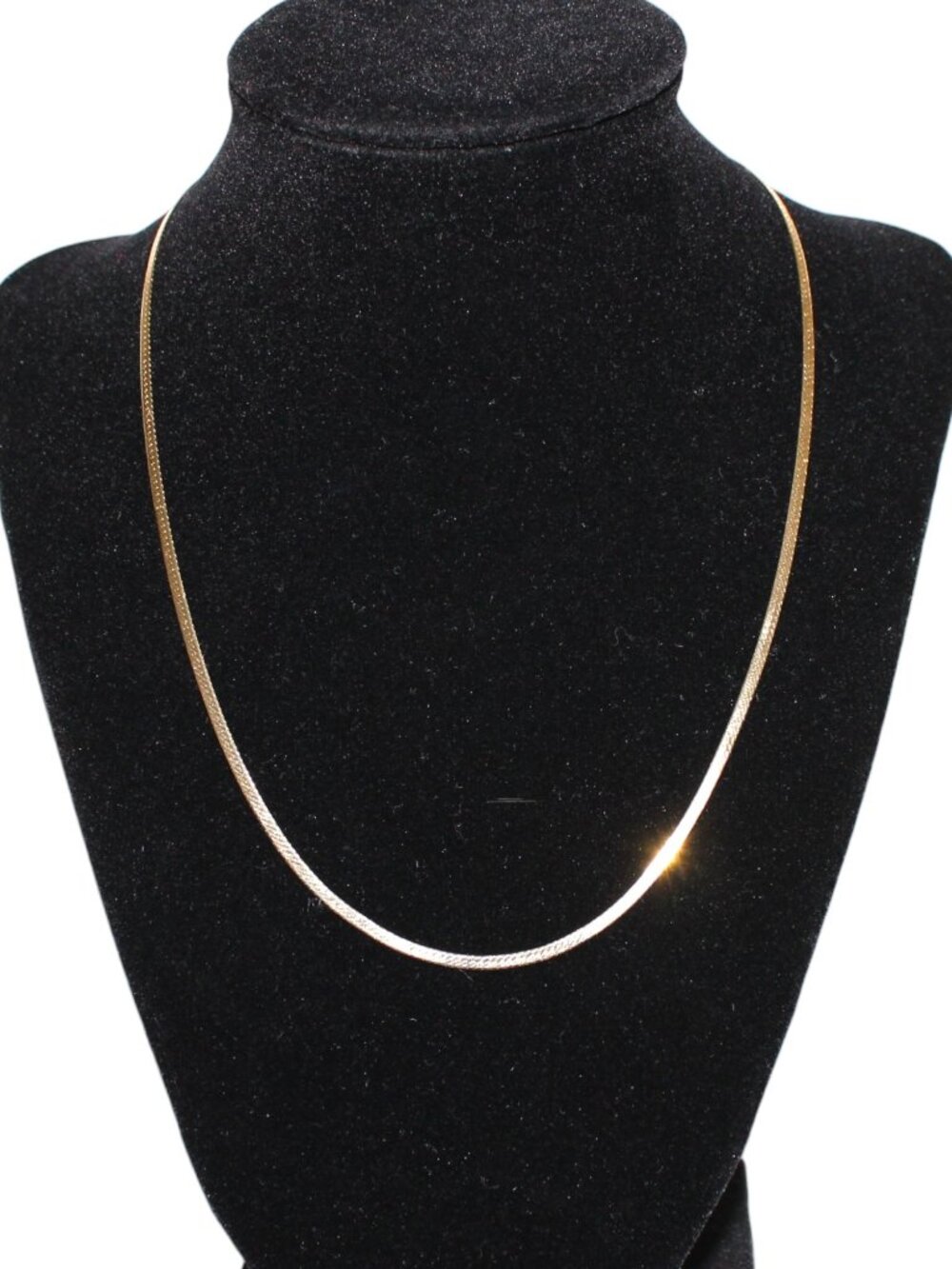 Vintage 14k Solid Gold 585 Gold Herringbone Flat Necklace Made in Italy